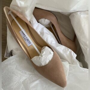 Jimmy Choo Romy 85 Suede Ballet Pink